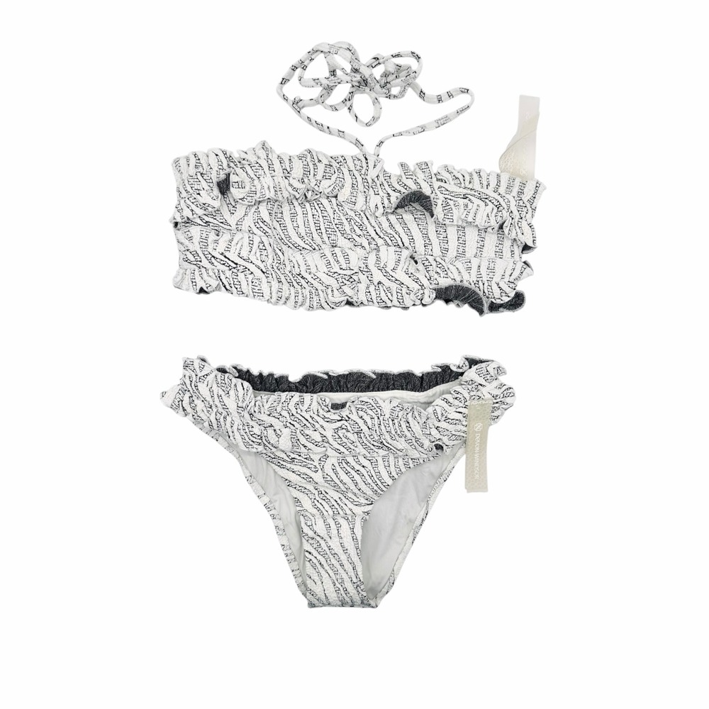 Devon Windsor Gigi Top Gala Bottom Bikini Set Textured Zebra XS NWT